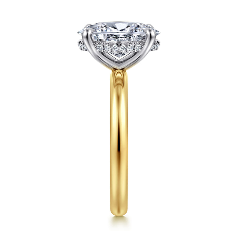 Peace - 14K Yellow-White Gold Oval Diamond Engagement Ring - 0.08 ct - Shot 4
