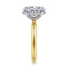 Peace - 14K Yellow-White Gold Oval Diamond Engagement Ring - 0.08 ct