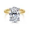 Peace - 14K Yellow-White Gold Oval Diamond Engagement Ring - 0.13 ct