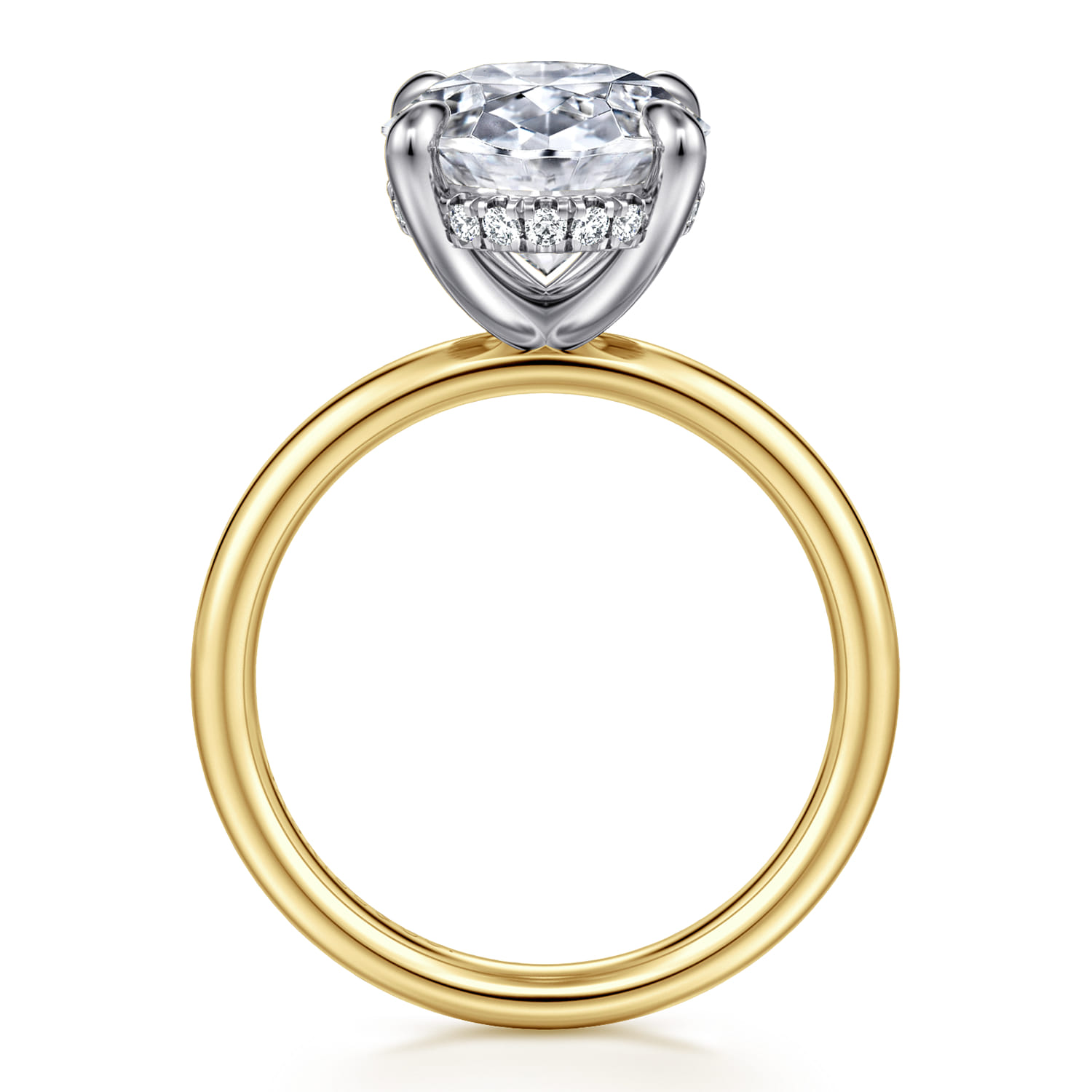 Peace - 14K Yellow-White Gold Oval Diamond Engagement Ring - 0.13 ct - Shot 2