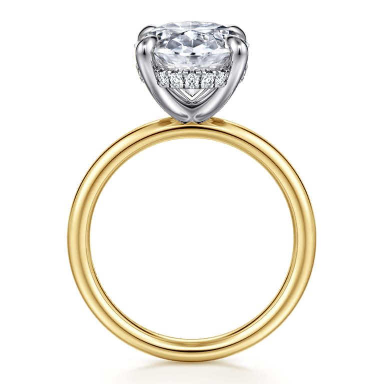 Peace - 14K Yellow-White Gold Oval Diamond Engagement Ring - 0.13 ct - Shot 2