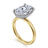 Peace - 14K Yellow-White Gold Oval Diamond Engagement Ring - 0.13 ct