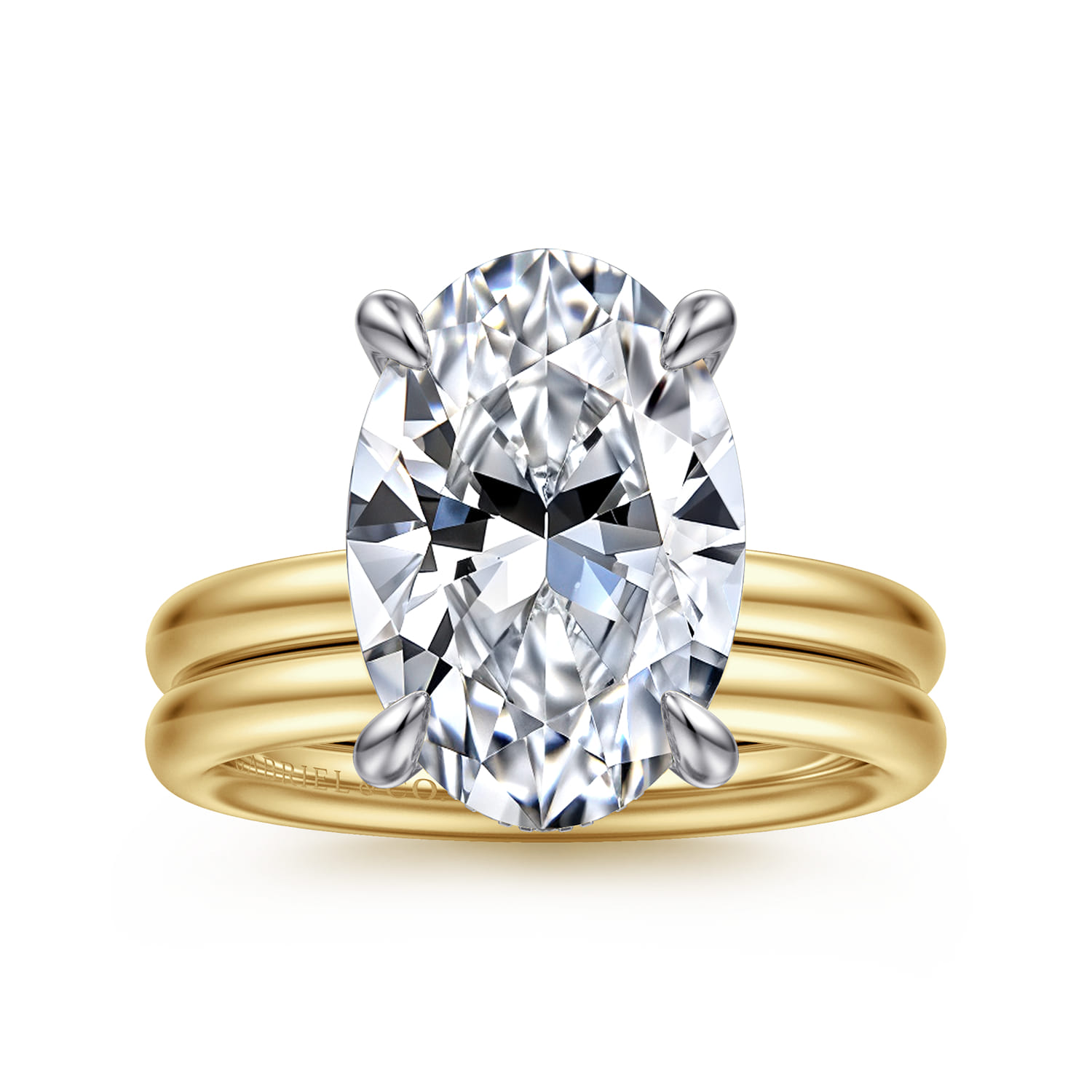 Peace - 14K Yellow-White Gold Oval Diamond Engagement Ring - 0.13 ct - Shot 4
