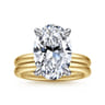 Peace - 14K Yellow-White Gold Oval Diamond Engagement Ring - 0.13 ct