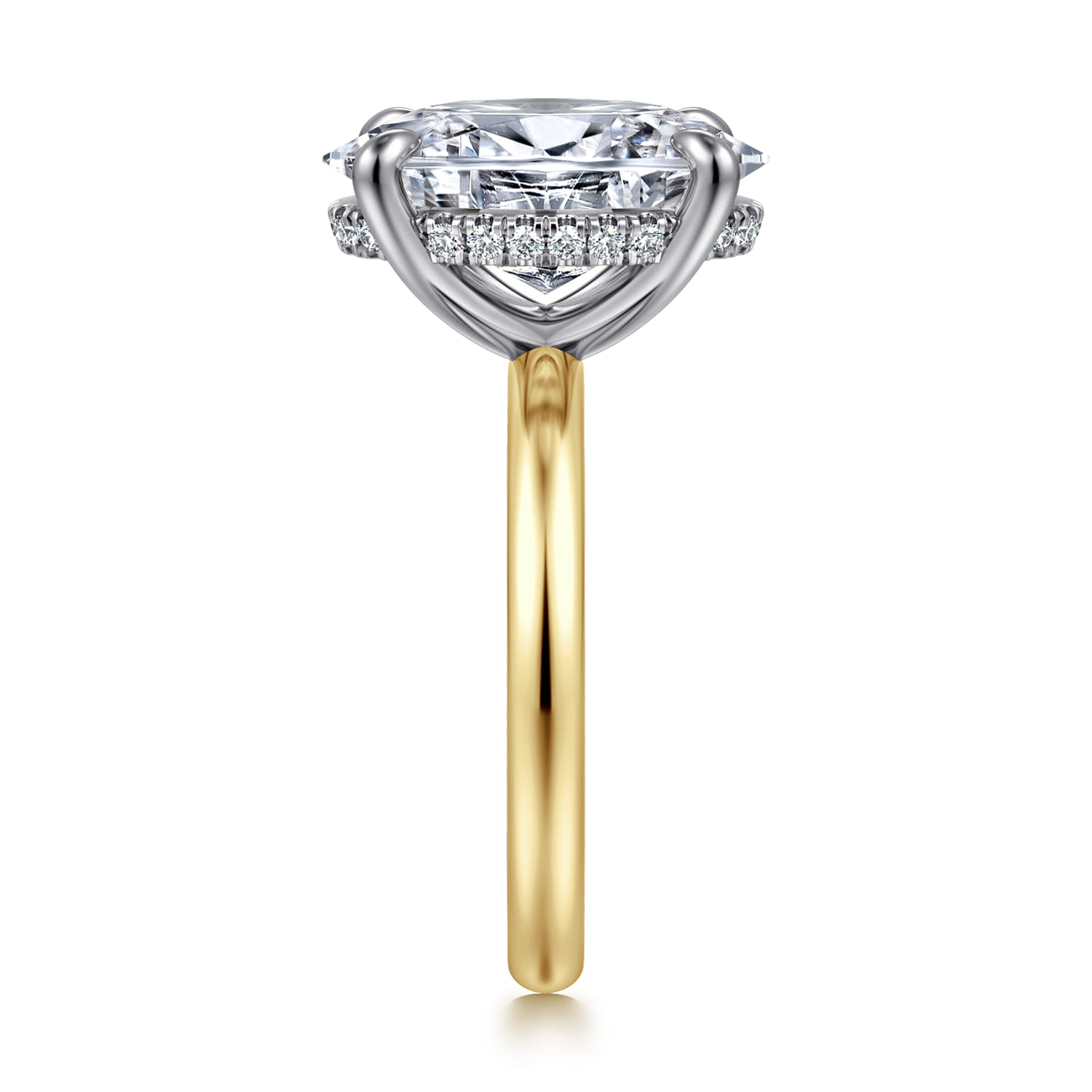 Peace - 14K Yellow-White Gold Oval Diamond Engagement Ring - 0.13 ct - Shot 5