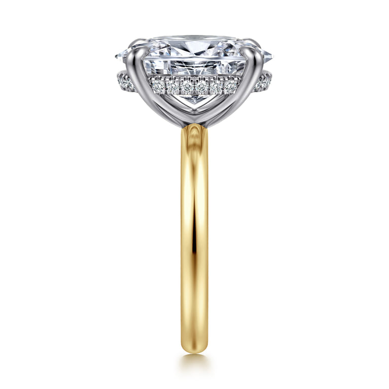 Peace - 14K Yellow-White Gold Oval Diamond Engagement Ring - 0.13 ct - Shot 5