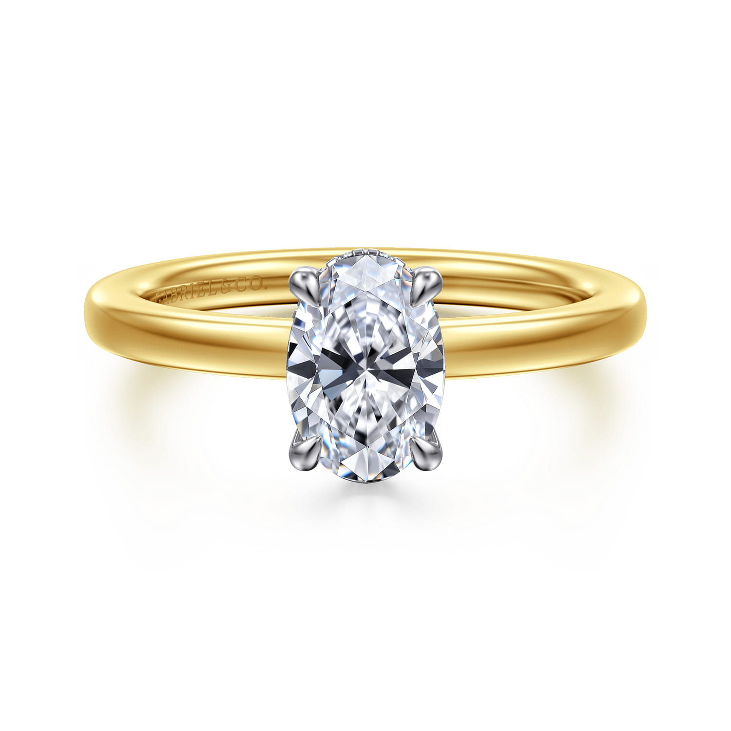 Austria - 14K White-Yellow Gold Oval Diamond Engagement Ring - 0.05 ct - Shot 1