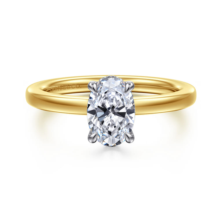Austria - 14K White-Yellow Gold Oval Diamond Engagement Ring - 0.05 ct - Shot 1
