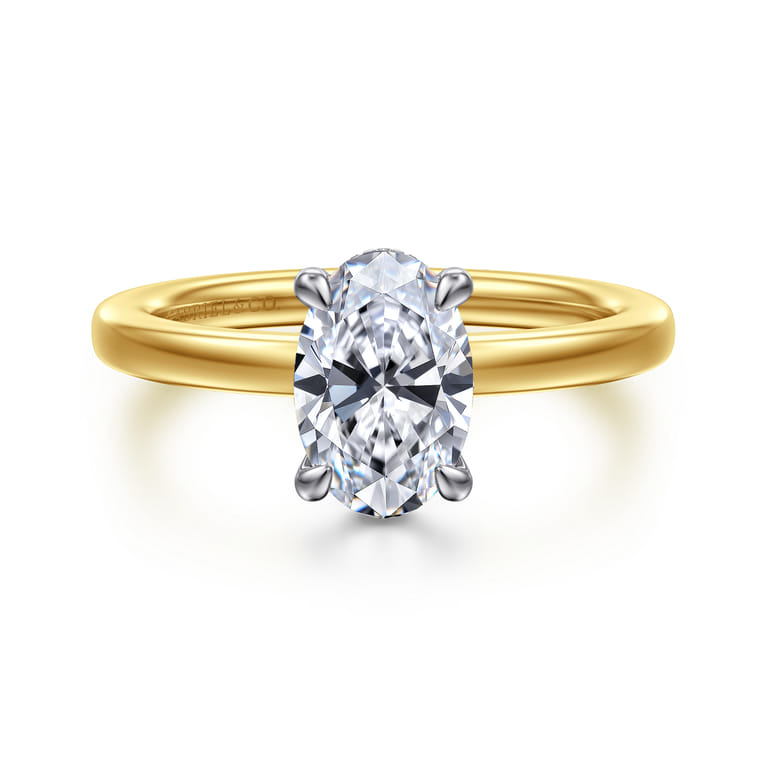 Austria - 14K White-Yellow Gold Oval Diamond Engagement Ring - 0.07 ct - Shot 1