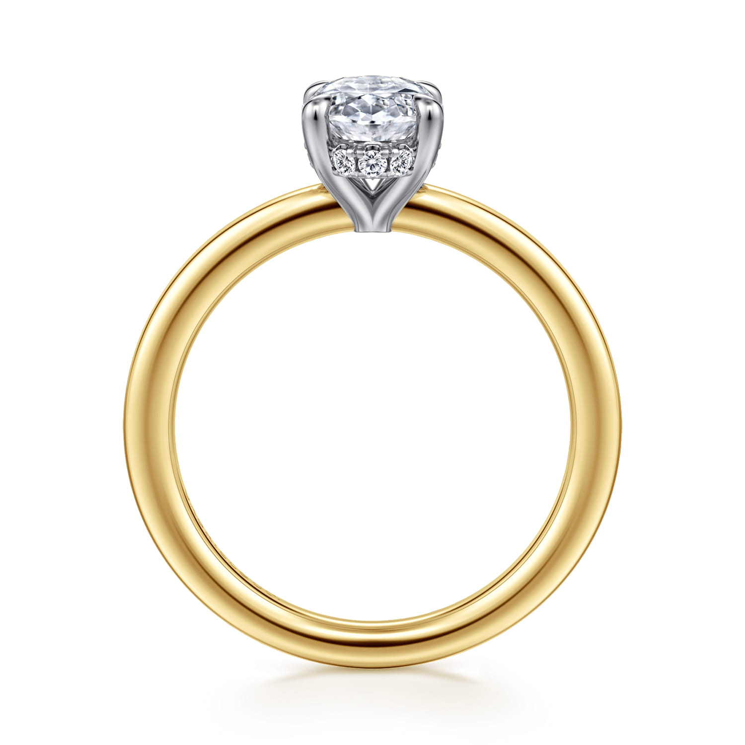 Austria - 14K White-Yellow Gold Oval Diamond Engagement Ring - 0.07 ct - Shot 2