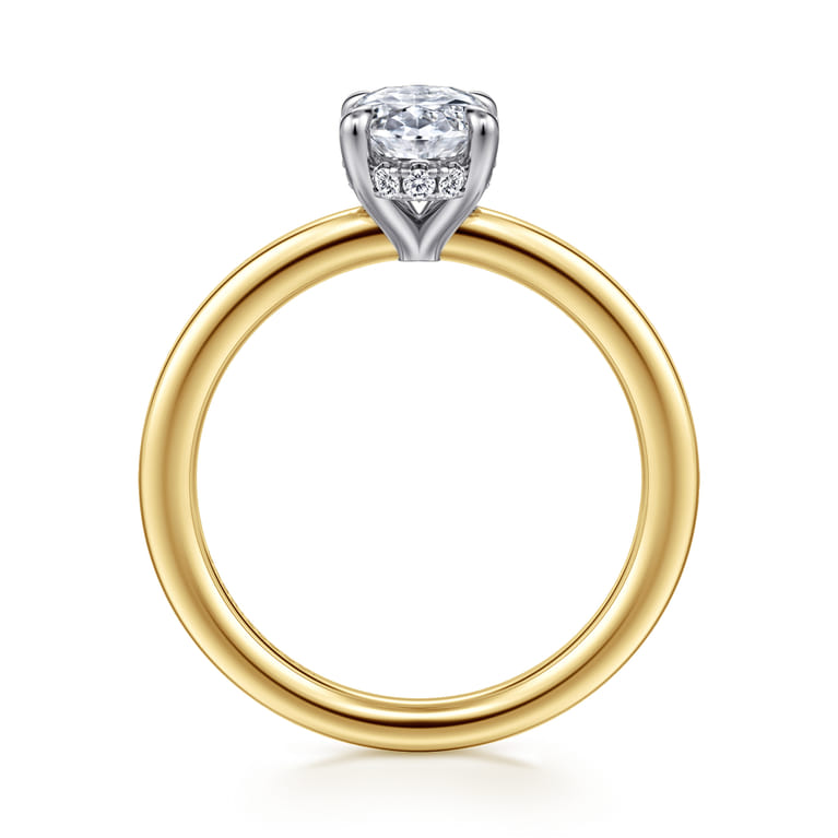 Austria - 14K White-Yellow Gold Oval Diamond Engagement Ring - 0.07 ct - Shot 2