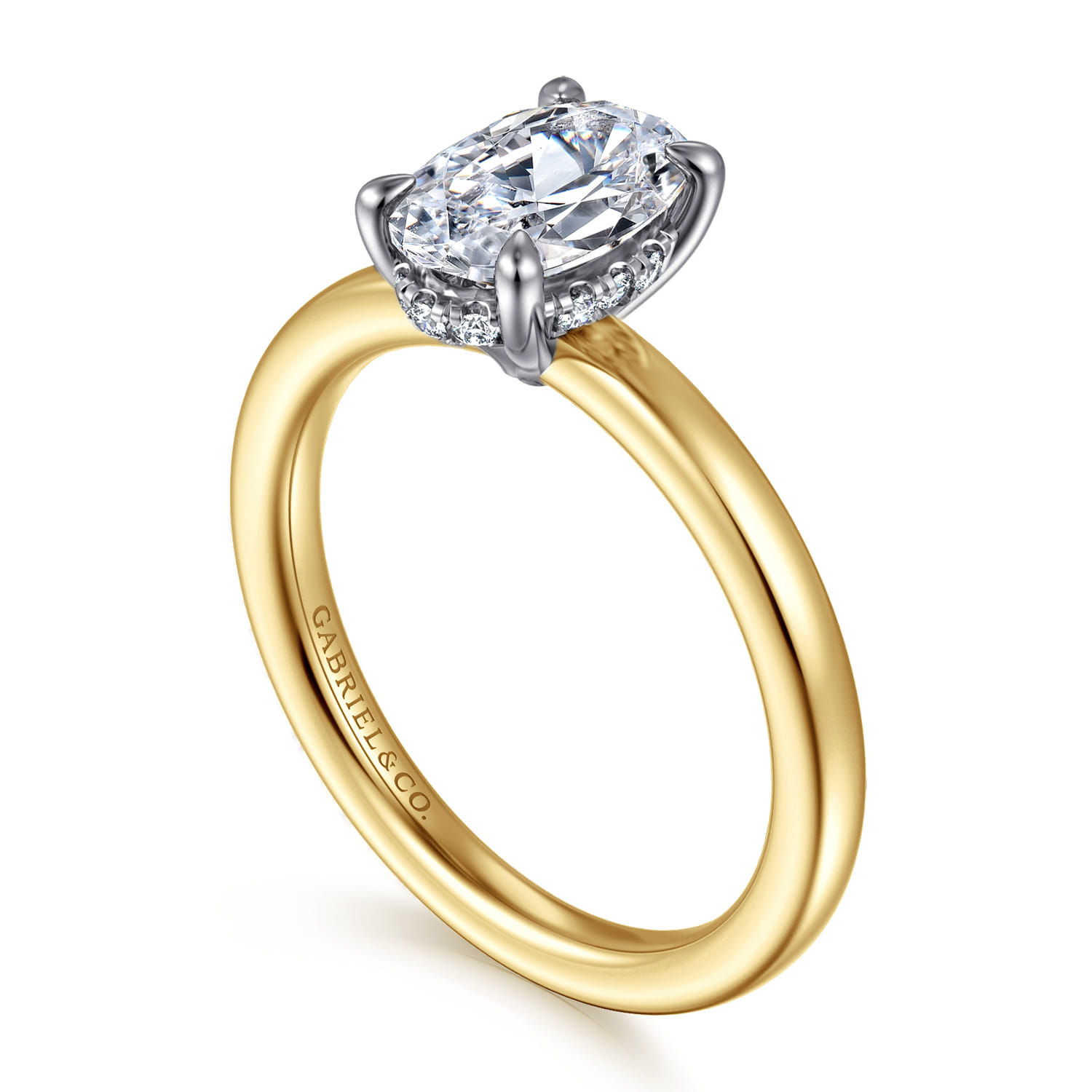 Austria - 14K White-Yellow Gold Oval Diamond Engagement Ring - 0.07 ct - Shot 3