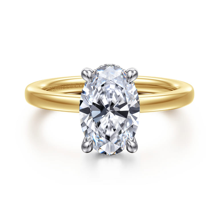 Austria - 14K White-Yellow Gold Oval Diamond Engagement Ring - 0.1 ct - Shot 1