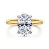 Aliona - 14K White-Yellow Gold Oval Solitaire Diamond Engagement Ring - 0.09 ct