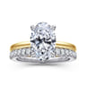 Aliona - 14K White-Yellow Gold Oval Solitaire Diamond Engagement Ring - 0.09 ct