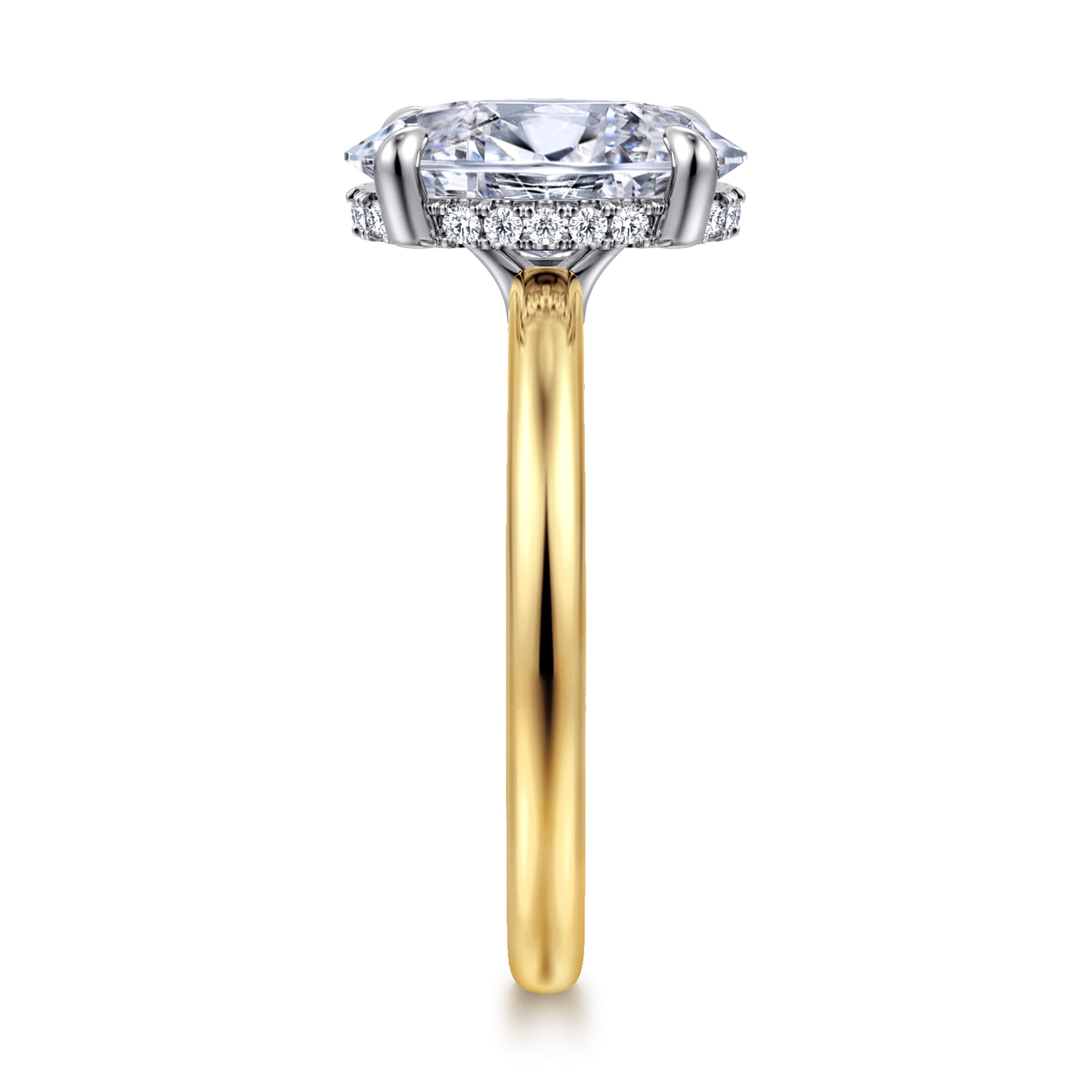 Aliona - 14K White-Yellow Gold Oval Solitaire Diamond Engagement Ring - 0.09 ct - Shot 5