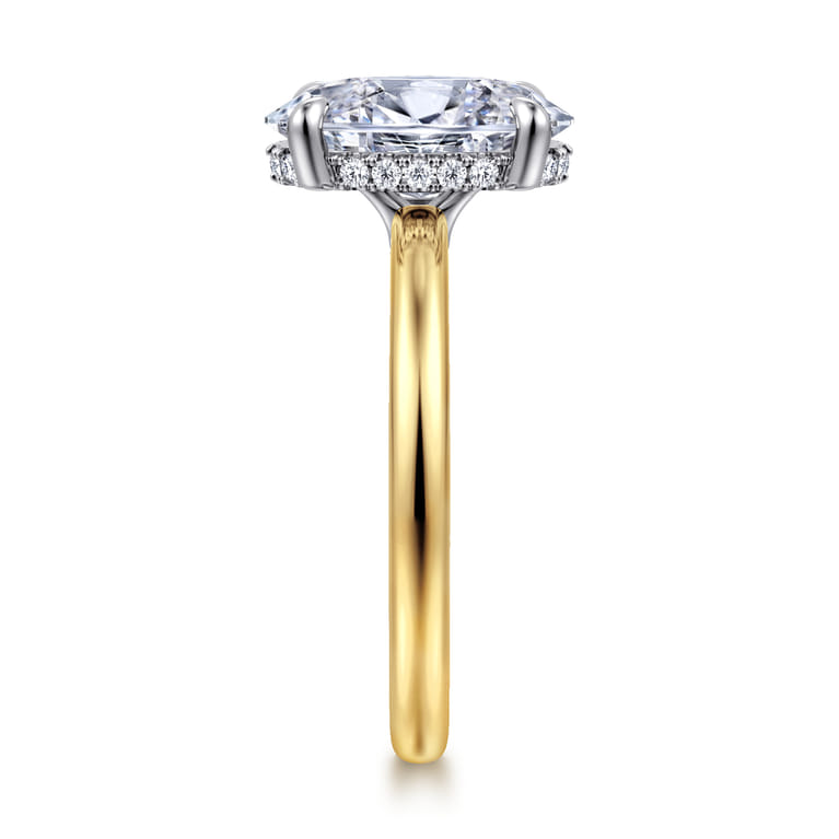 Aliona - 14K White-Yellow Gold Oval Solitaire Diamond Engagement Ring - 0.09 ct - Shot 5