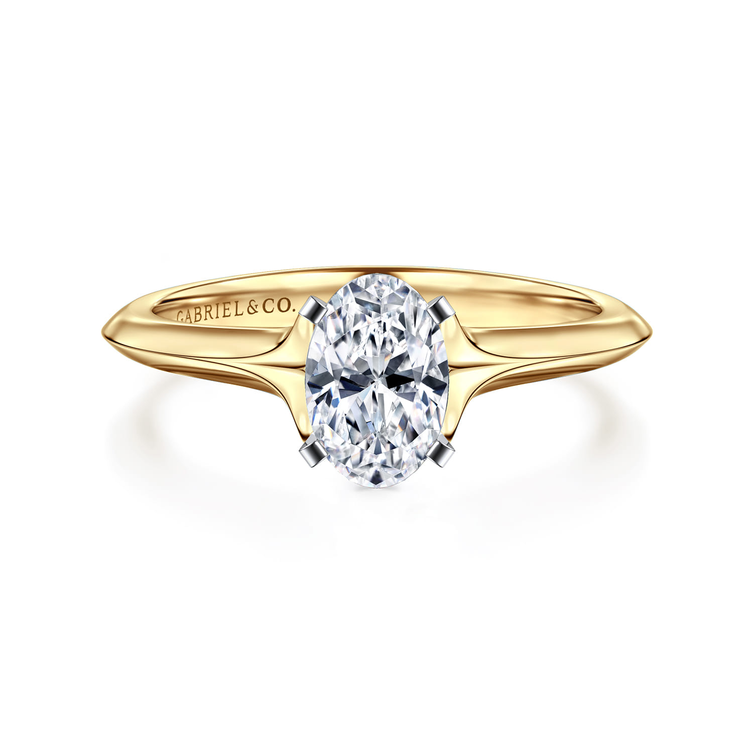Ellis - 14K White-Yellow Gold Oval Diamond Engagement Ring - Shot 1