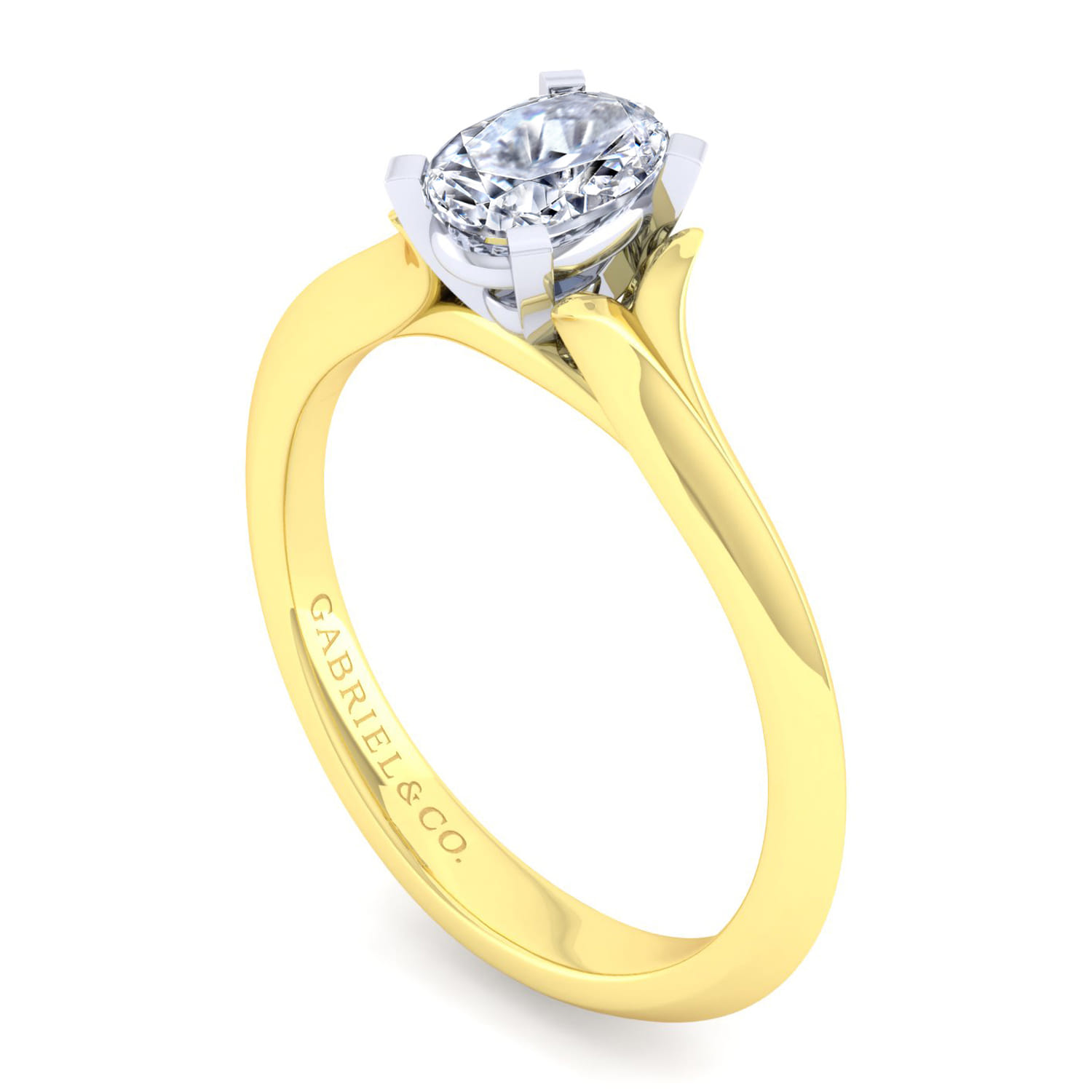 Ellis - 14K White-Yellow Gold Oval Diamond Engagement Ring - Shot 3