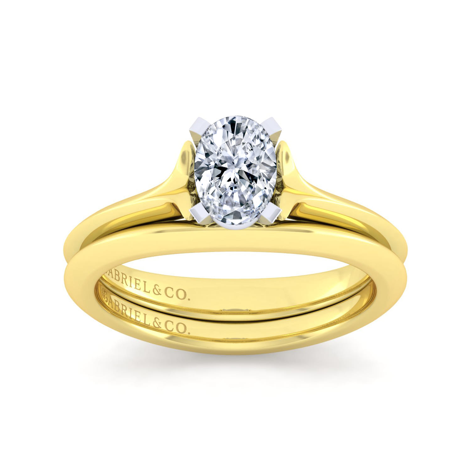 Ellis - 14K White-Yellow Gold Oval Diamond Engagement Ring - Shot 4