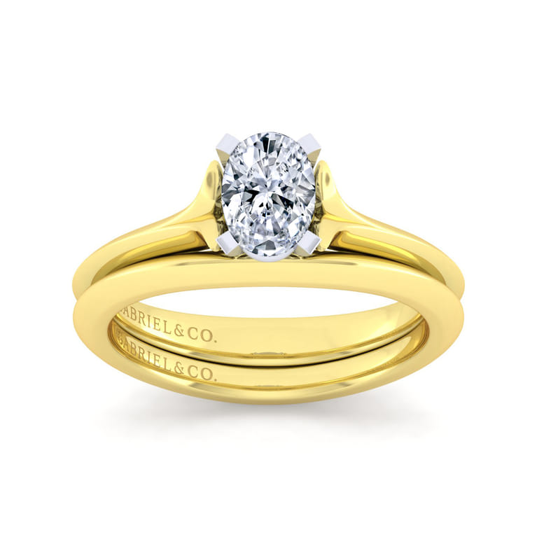 Ellis - 14K White-Yellow Gold Oval Diamond Engagement Ring - Shot 4