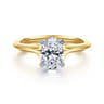 Ellis - 14K Mix of White and Yellow Gold Oval Diamond Engagement Ring