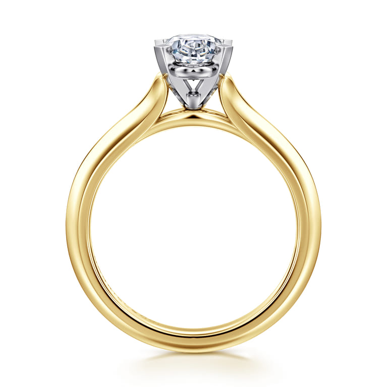 Ellis - 14K Mix of White and Yellow Gold Oval Diamond Engagement Ring - Shot 2
