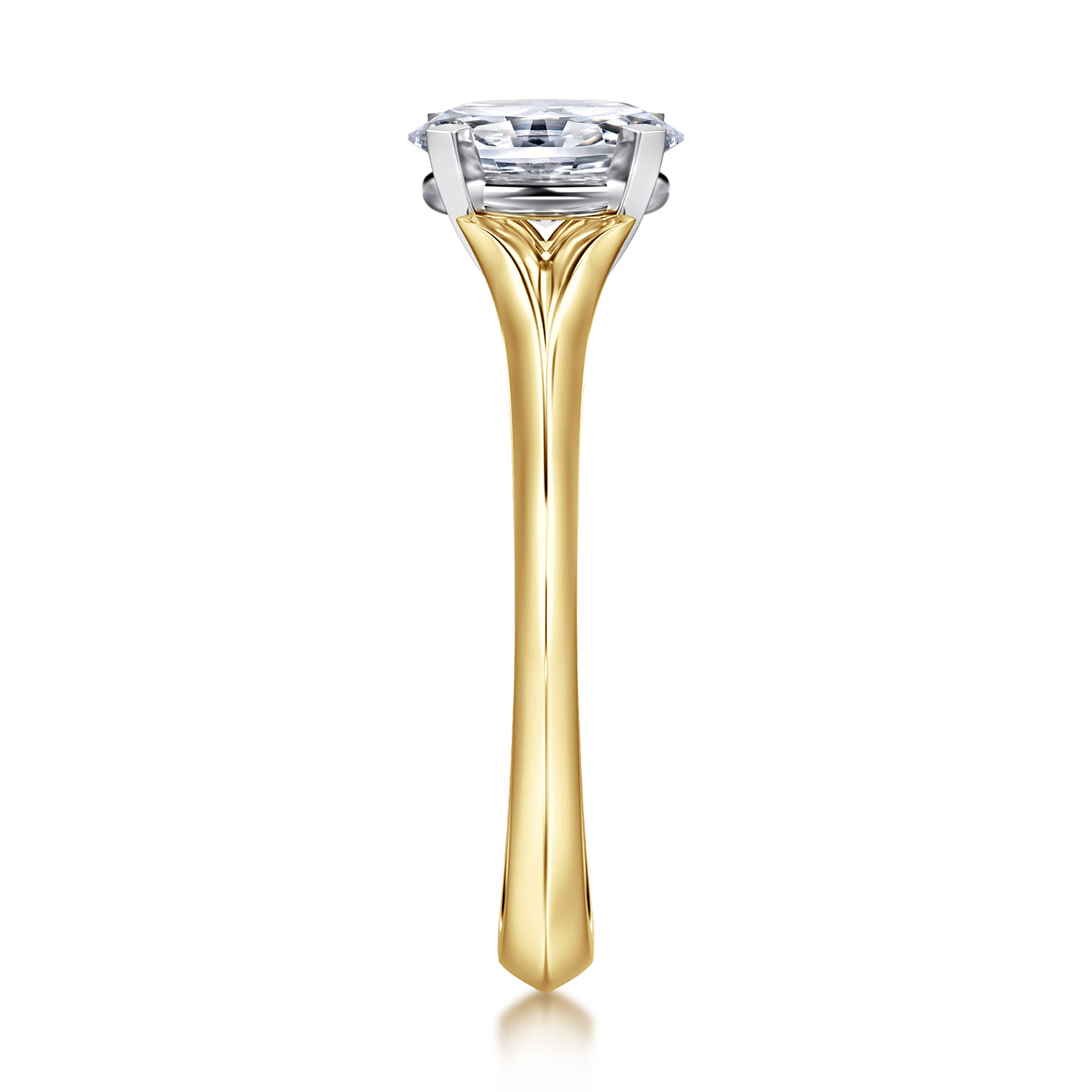 Ellis - 14K Mix of White and Yellow Gold Oval Diamond Engagement Ring - Shot 4