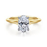 Ellis - 14K Mix of White and Yellow Gold Oval Diamond Engagement Ring