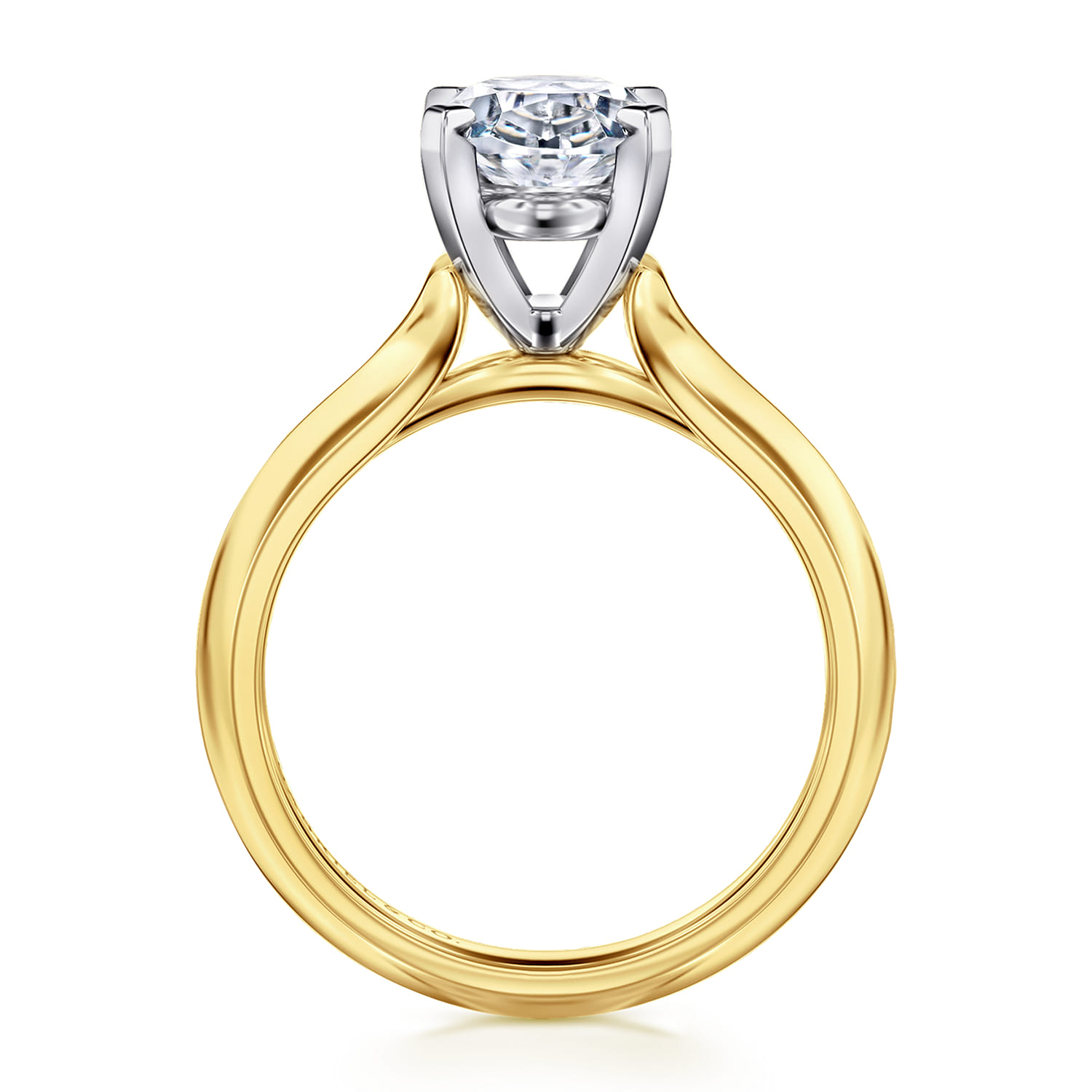 Ellis - 14K Mix of White and Yellow Gold Oval Diamond Engagement Ring - Shot 2