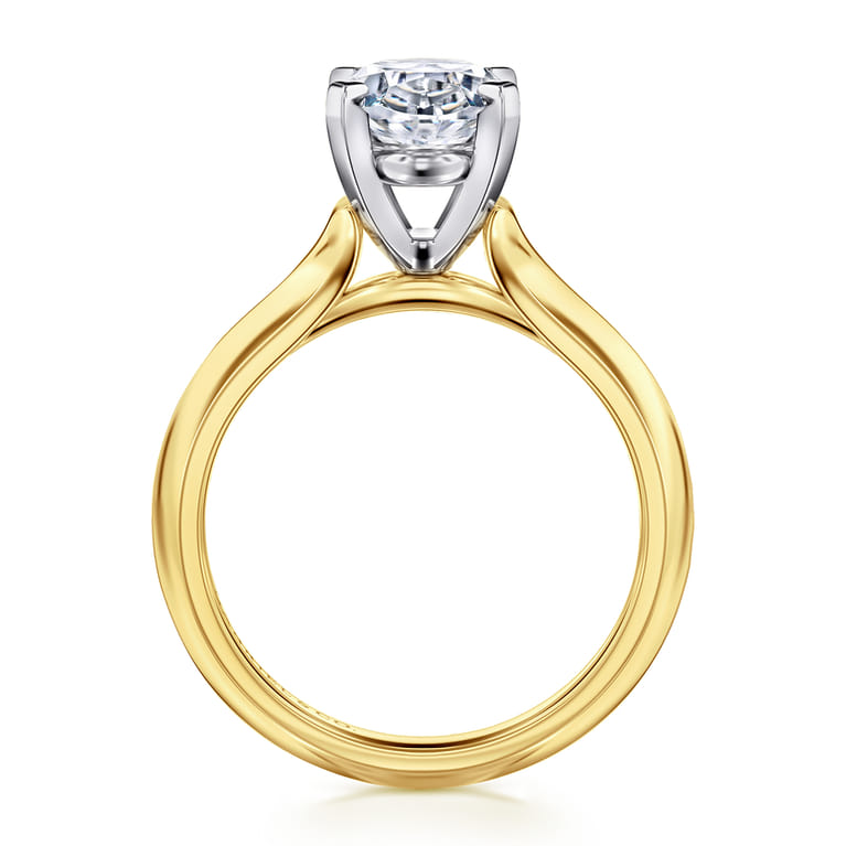 Ellis - 14K Mix of White and Yellow Gold Oval Diamond Engagement Ring - Shot 2