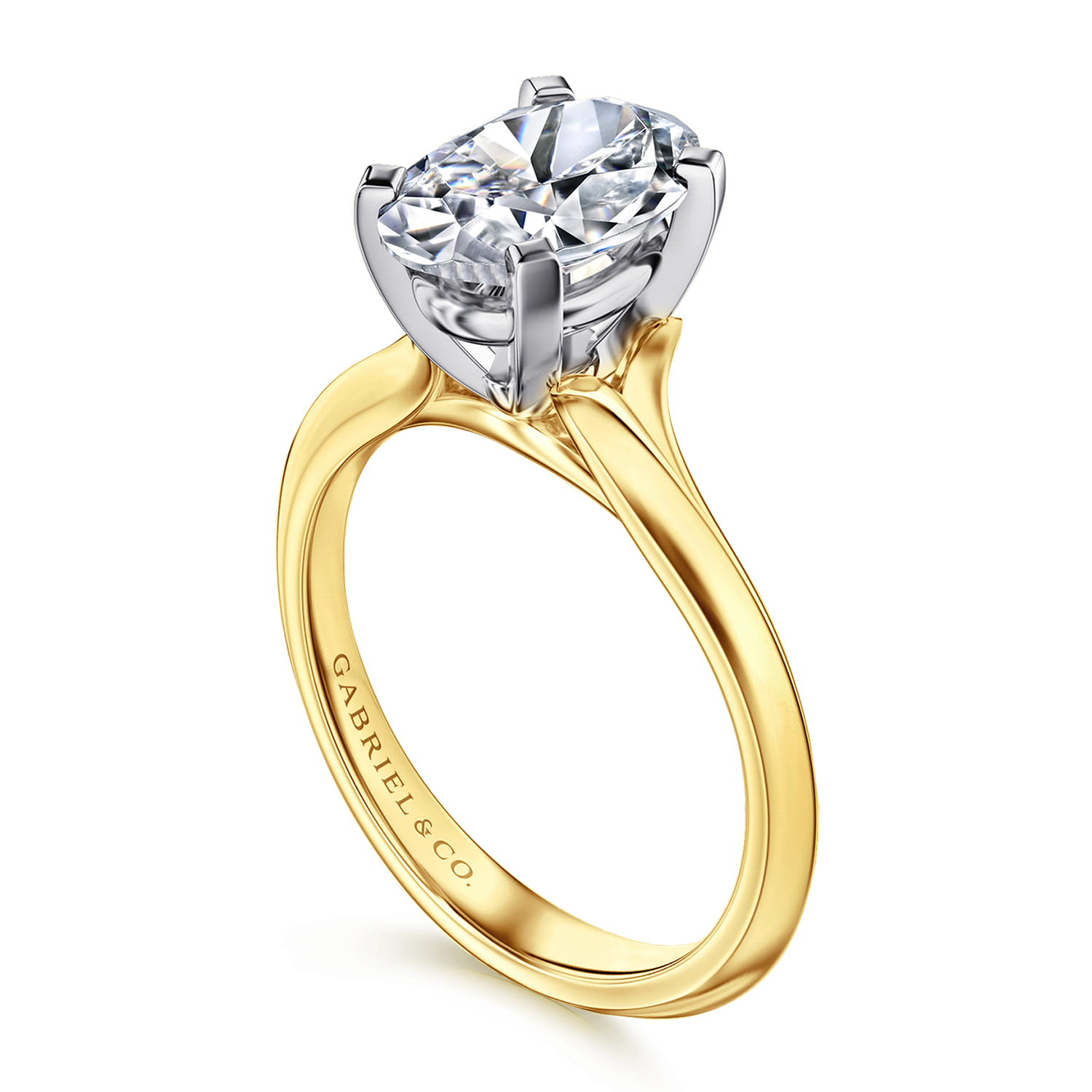 Ellis - 14K Mix of White and Yellow Gold Oval Diamond Engagement Ring - Shot 3