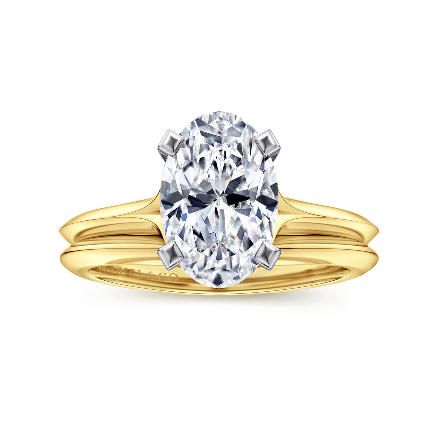Ellis - 14K Mix of White and Yellow Gold Oval Diamond Engagement Ring - Shot 4