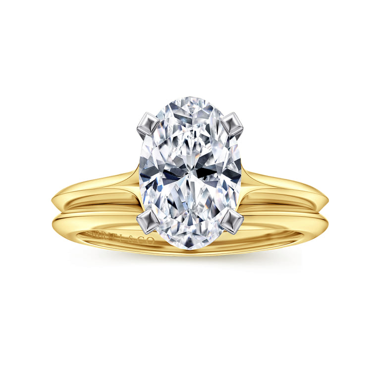 Ellis - 14K Mix of White and Yellow Gold Oval Diamond Engagement Ring - Shot 4