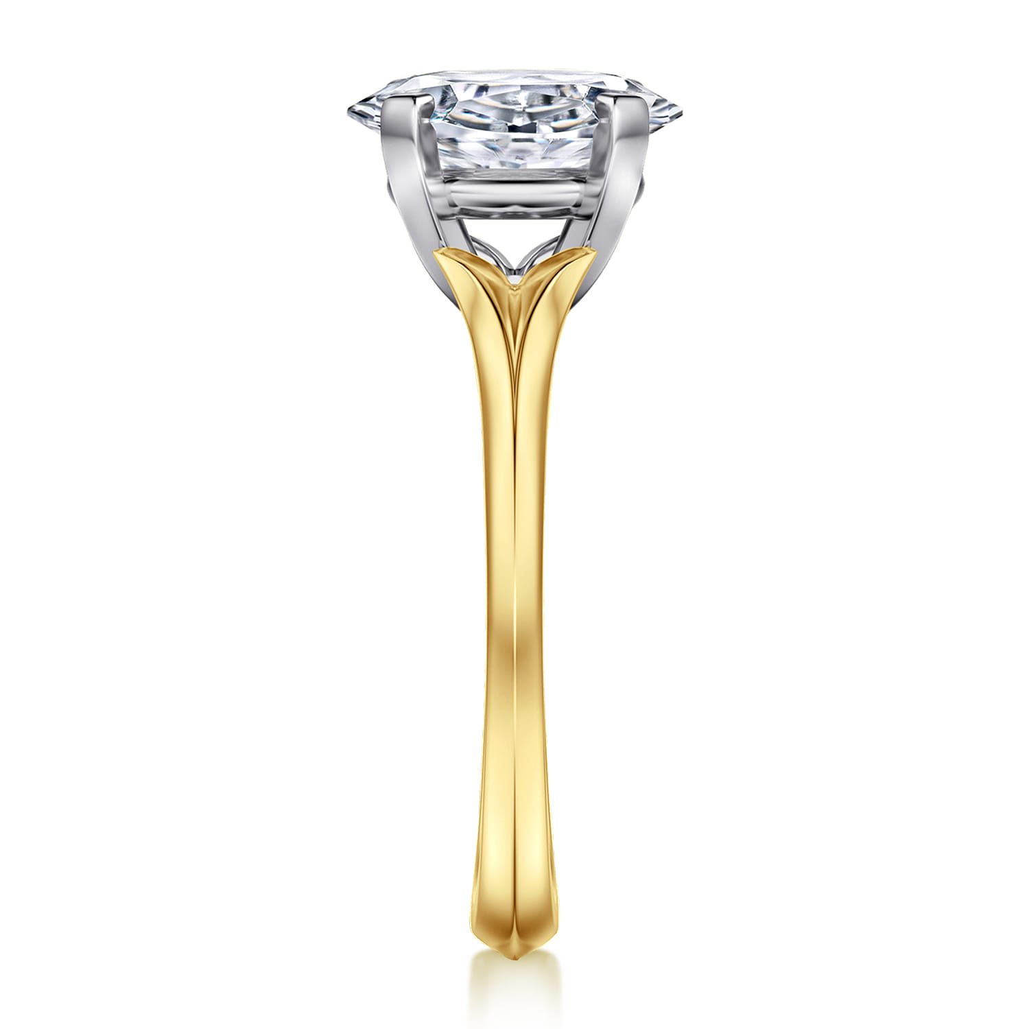 Ellis - 14K Mix of White and Yellow Gold Oval Diamond Engagement Ring - Shot 5