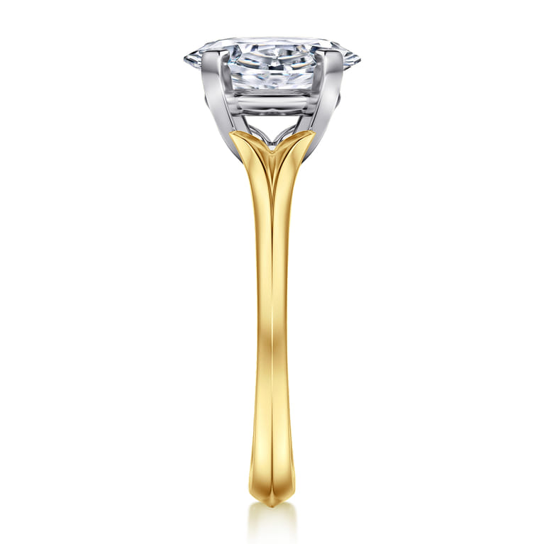 Ellis - 14K Mix of White and Yellow Gold Oval Diamond Engagement Ring - Shot 5