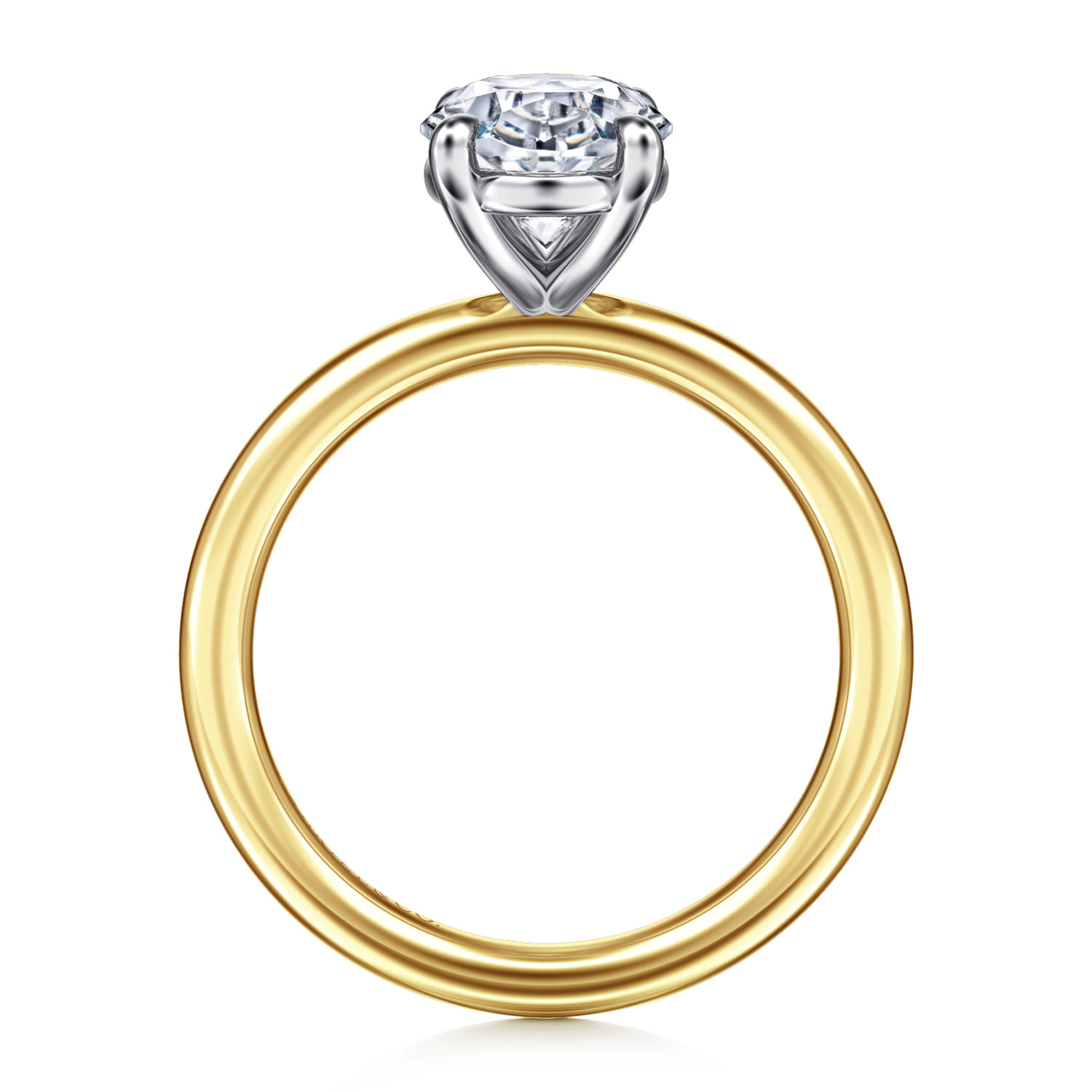 Lark - 14K White-Yellow Gold Oval Solitaire Diamond Engagement Ring - Shot 2