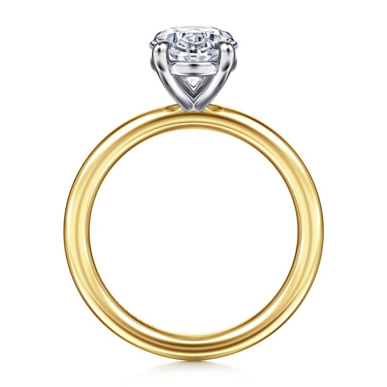 Lark - 14K White-Yellow Gold Oval Solitaire Diamond Engagement Ring - Shot 2