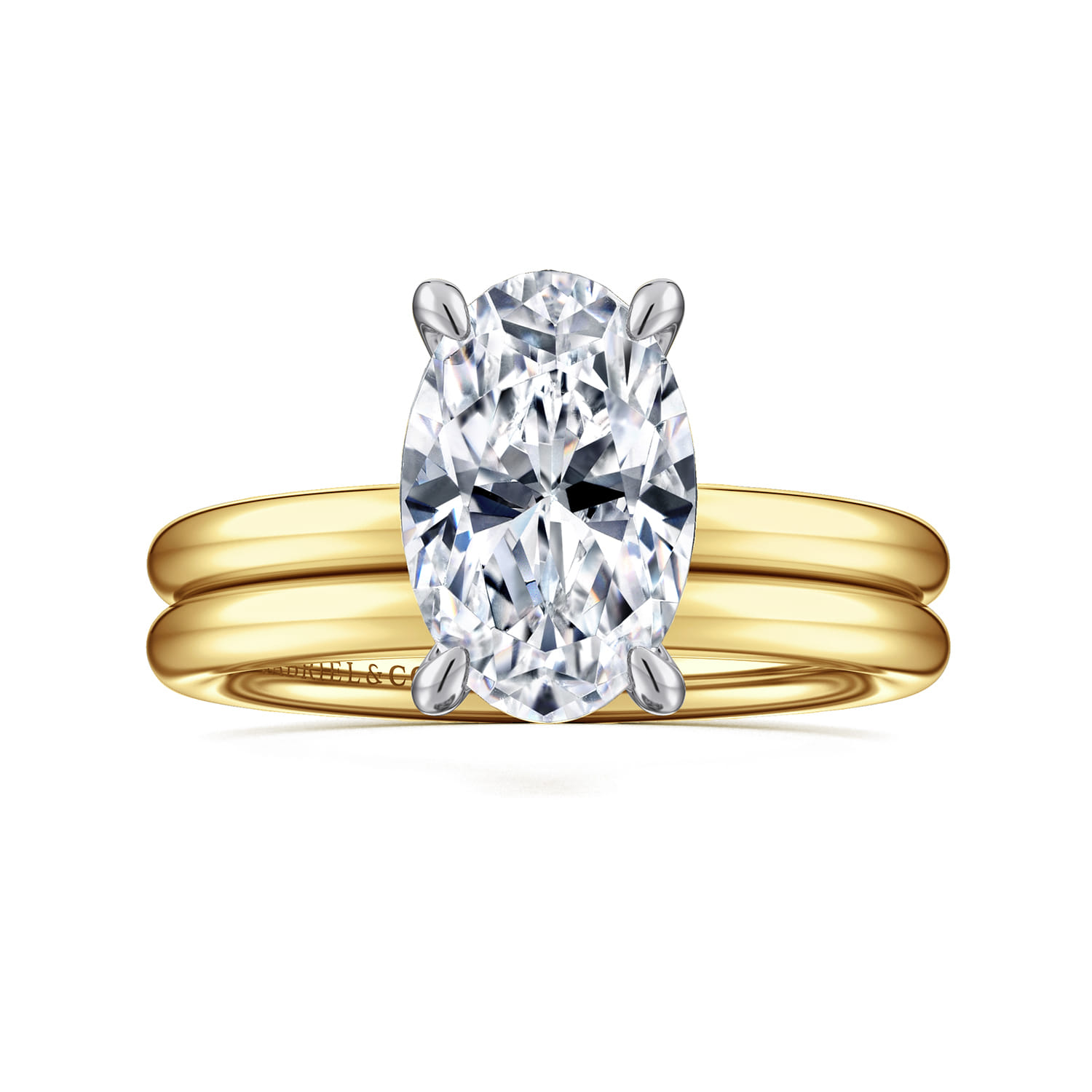 Lark - 14K White-Yellow Gold Oval Solitaire Diamond Engagement Ring - Shot 4