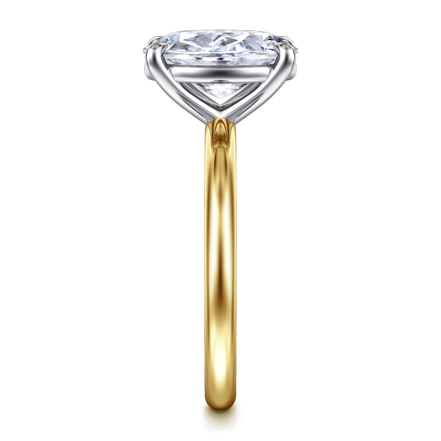 Lark - 14K White-Yellow Gold Oval Solitaire Diamond Engagement Ring - Shot 5