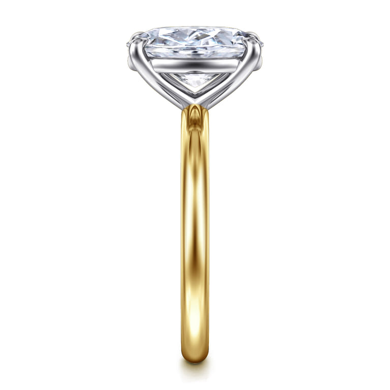 Lark - 14K White-Yellow Gold Oval Solitaire Diamond Engagement Ring - Shot 5