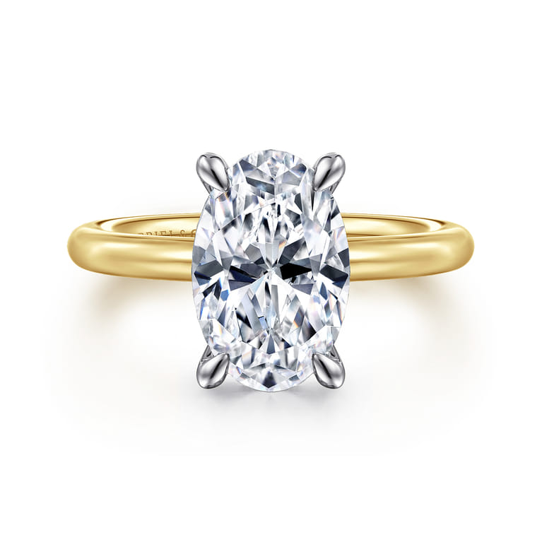 Lark - 14K White Yellow Gold Oval Solitaire Engagement Ring - Shot 1