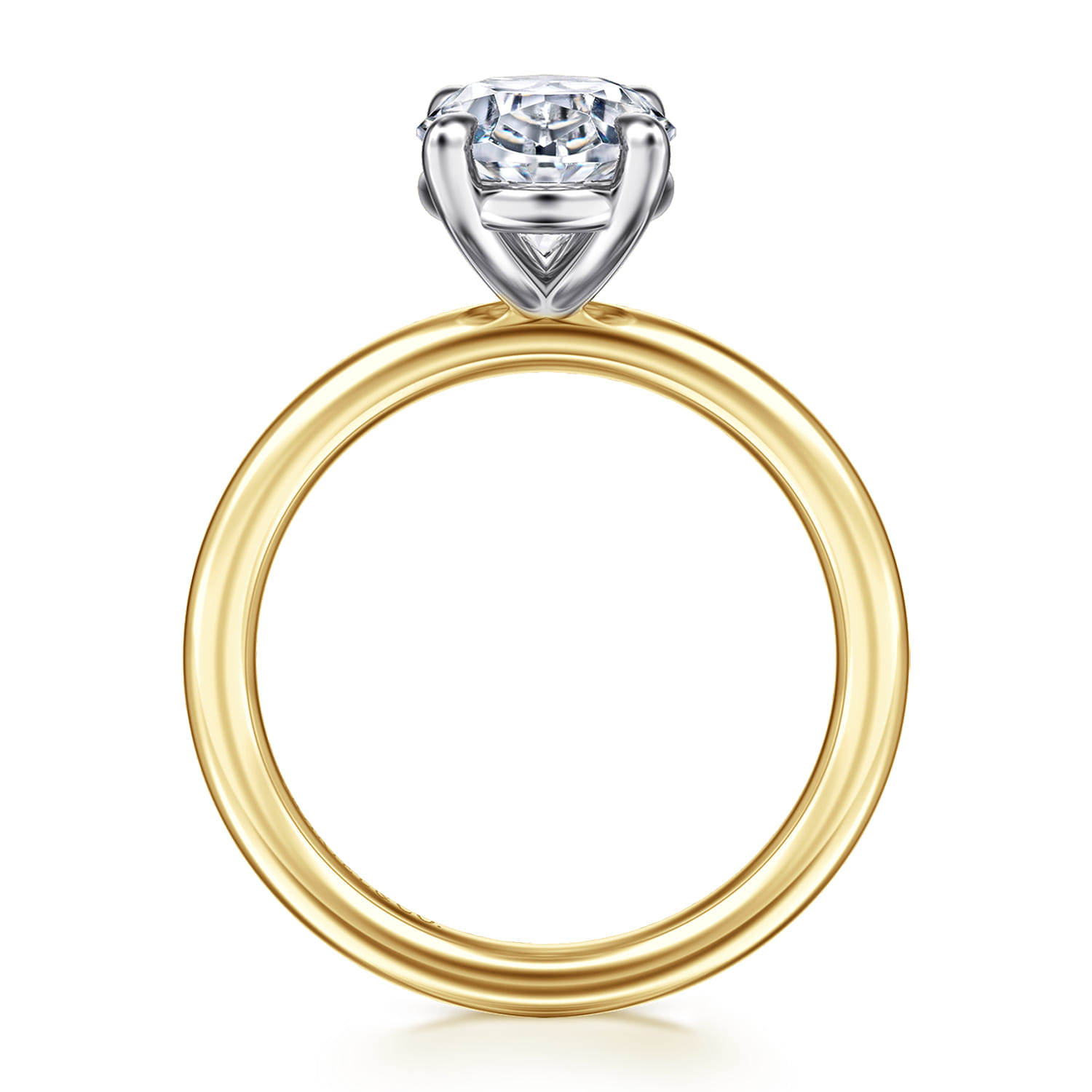 Lark - 14K White Yellow Gold Oval Solitaire Engagement Ring - Shot 2