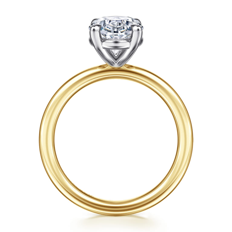 Lark - 14K White Yellow Gold Oval Solitaire Engagement Ring - Shot 2