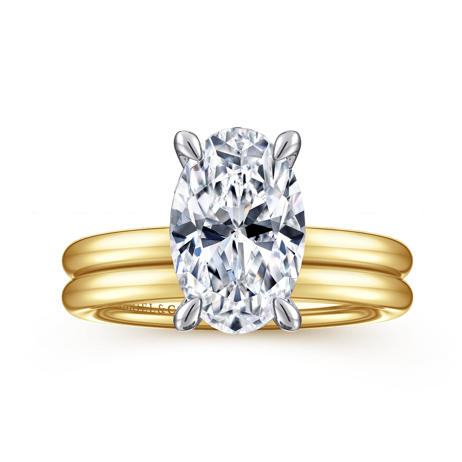 Lark - 14K White Yellow Gold Oval Solitaire Engagement Ring - Shot 4