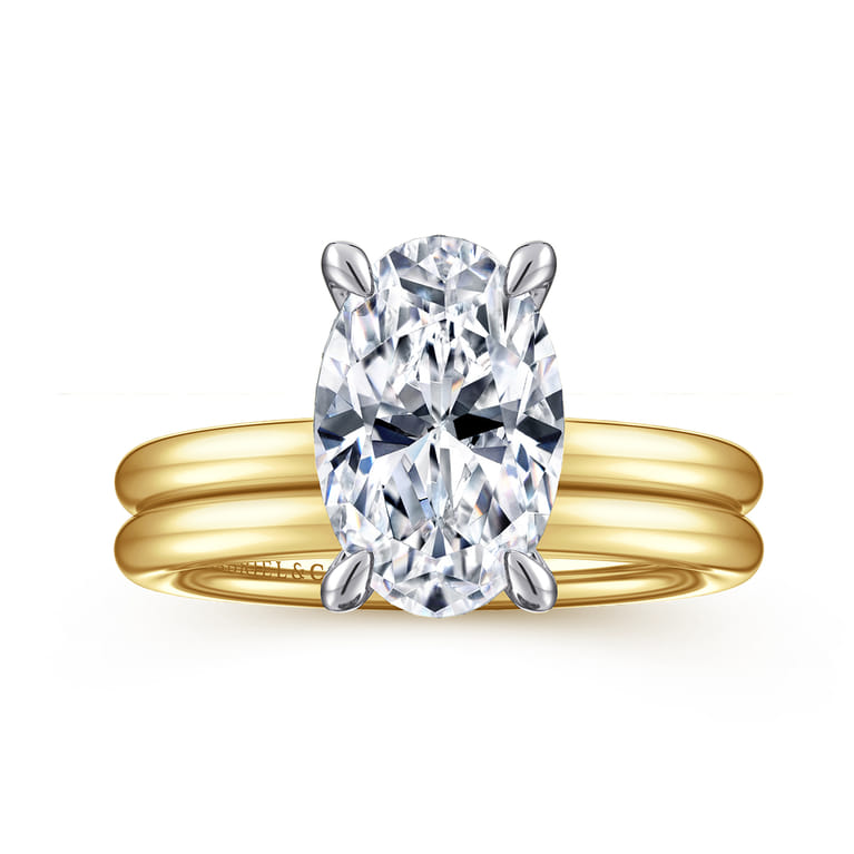 Lark - 14K White Yellow Gold Oval Solitaire Engagement Ring - Shot 4