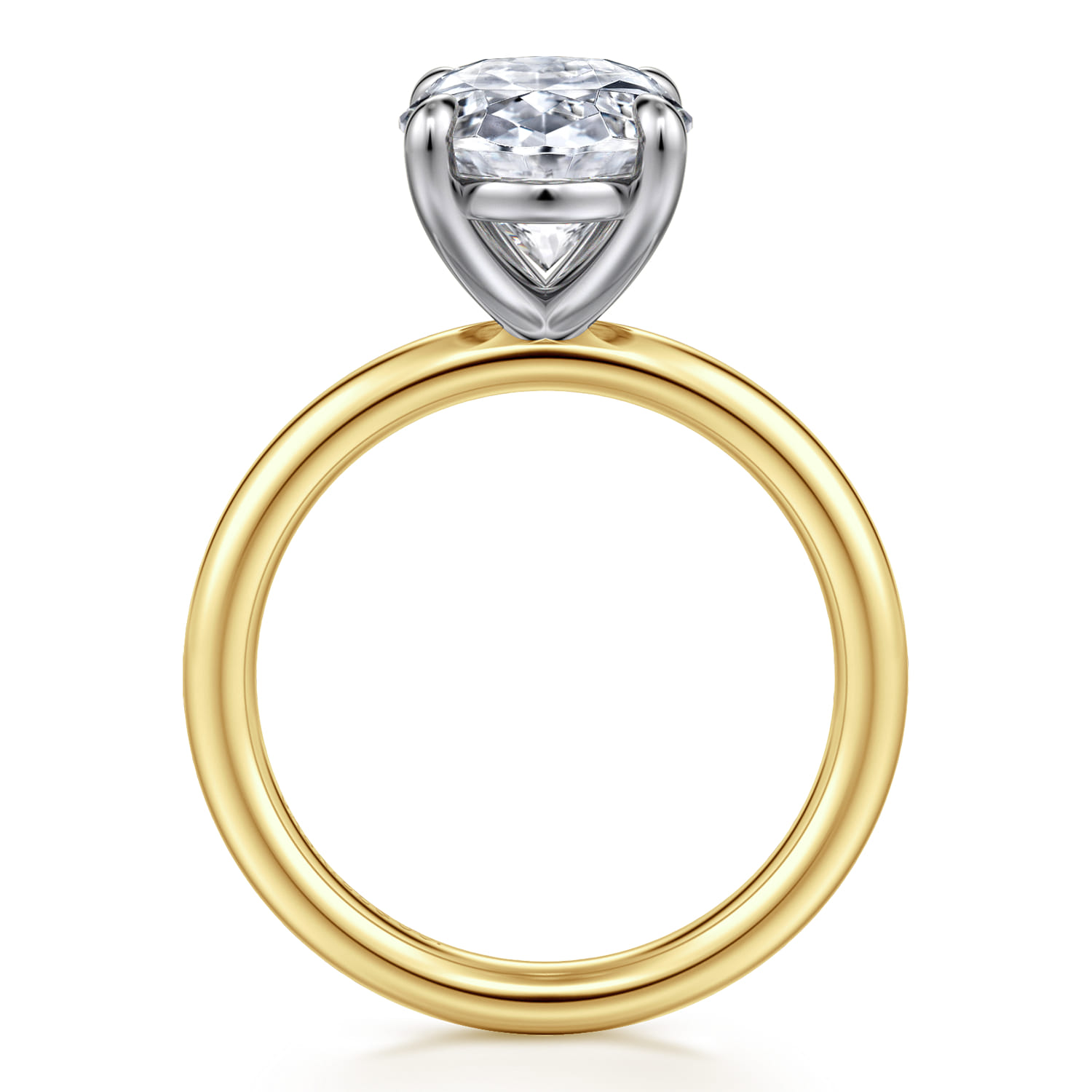 Lark - 14K White-Yellow Gold Oval Solitaire Diamond Engagement Ring - Shot 2