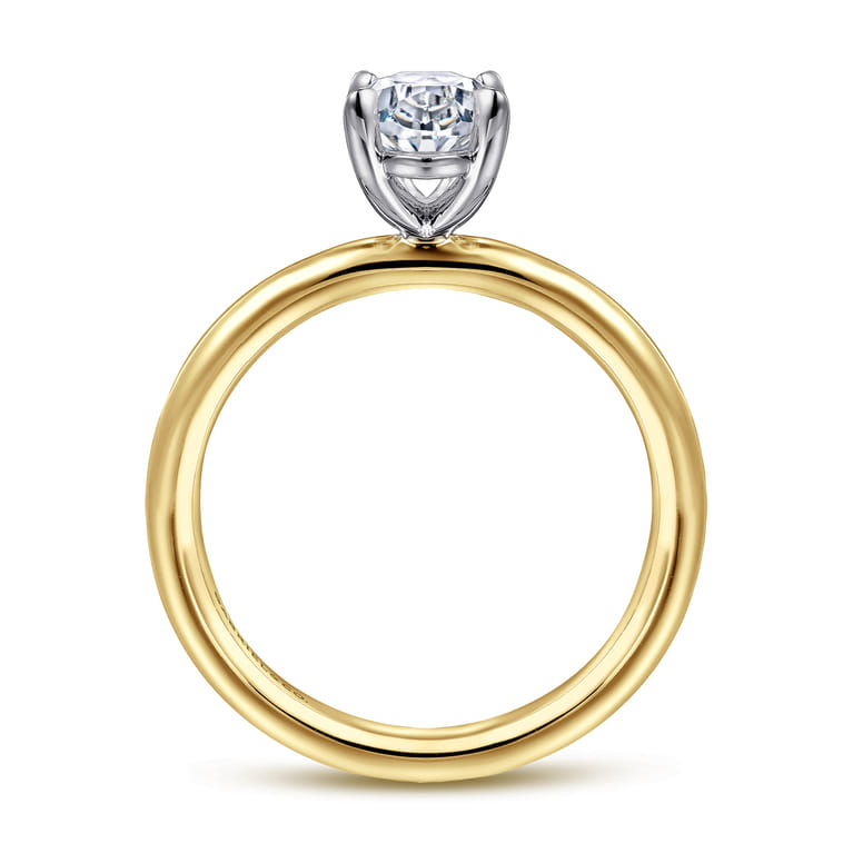 Lark - 14K White Yellow Gold Oval Solitaire Engagement Ring - Shot 2