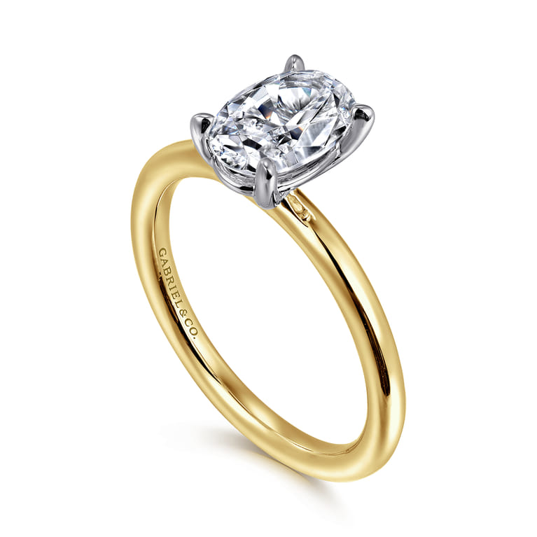 Lark - 14K White Yellow Gold Oval Solitaire Engagement Ring - Shot 3
