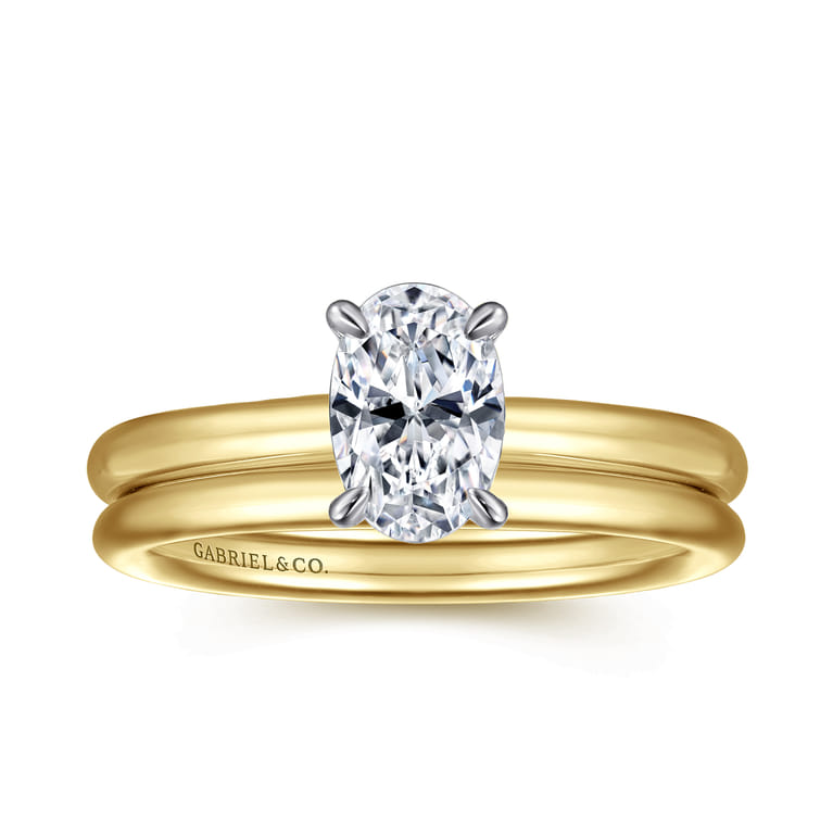 Lark - 14K White Yellow Gold Oval Solitaire Engagement Ring - Shot 4